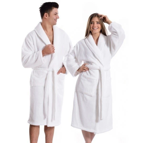 White Hotel Robe with Shawl Collar